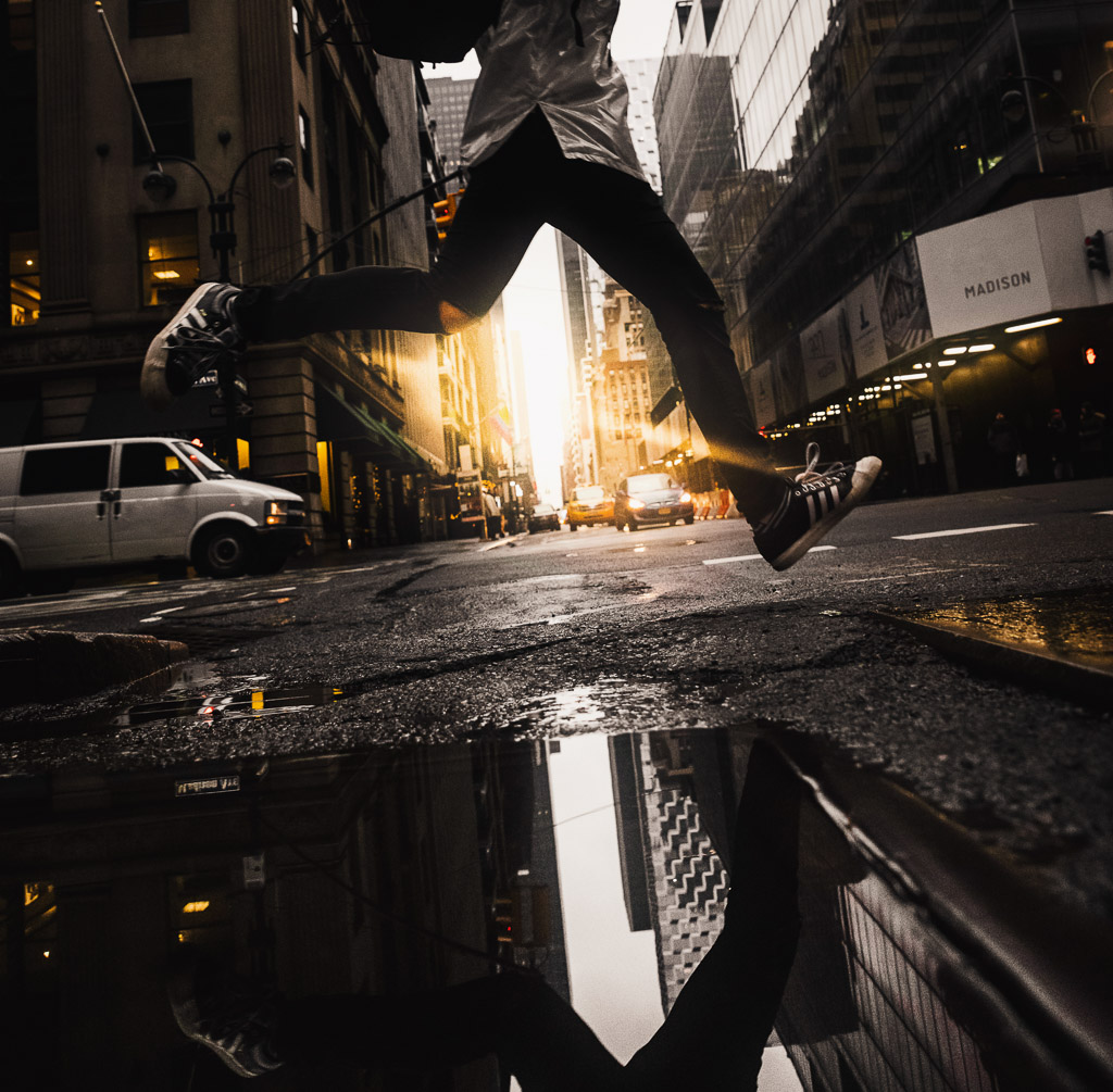 Pedestrians entering a road