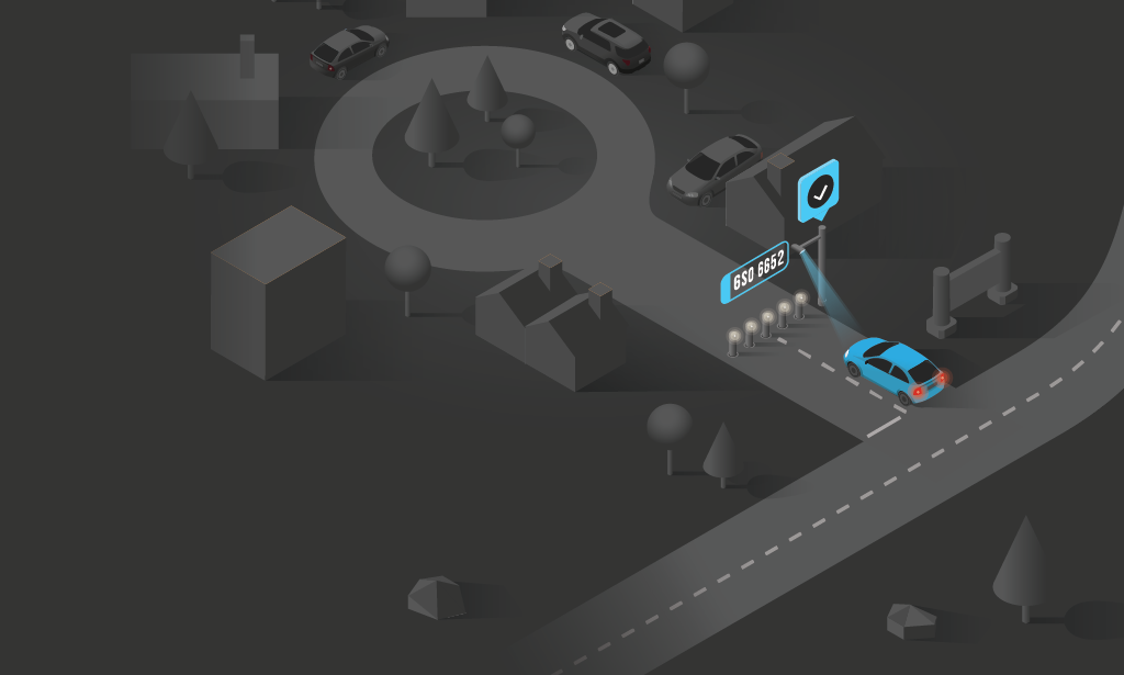 Vehicle waiting at a protected area entrance