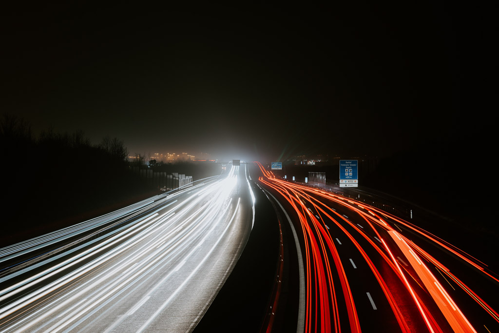 View of a busy highway from the variable message sign portal