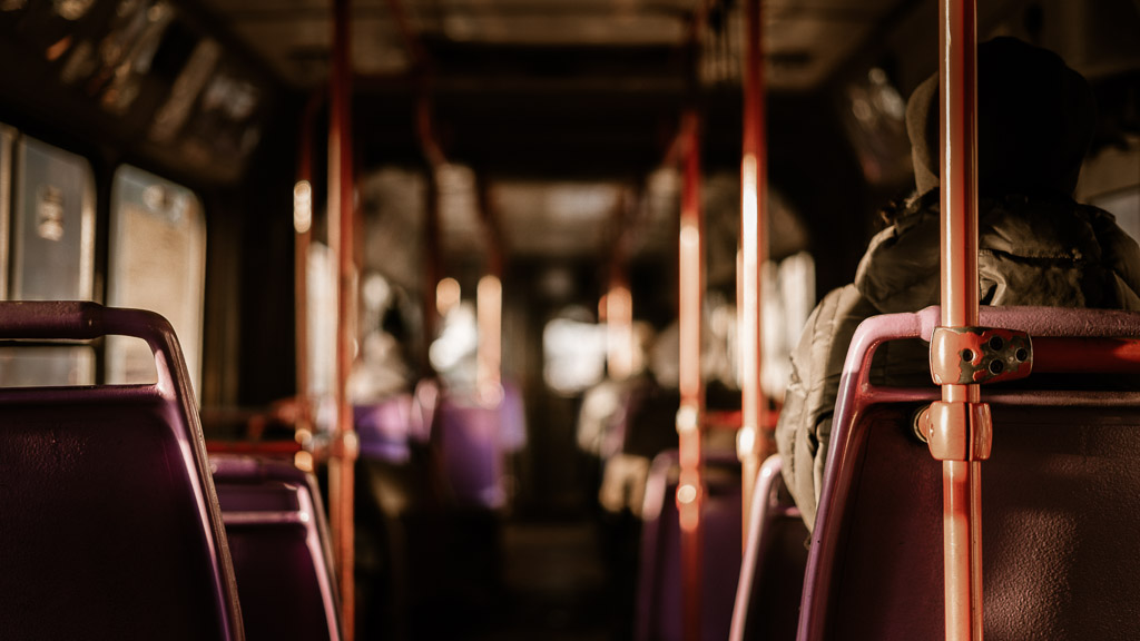 Detail of an old interior of a public transport vehicle